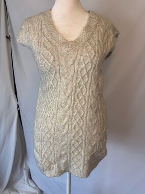 Sincerely Jules Grey/Cream Cable Knit V-Neck Sweater Vest